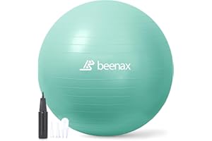 Beenax Thick Strong Exercise Pregnancy Ball 55cm 65cm 75cm, Anti-Burst Gym Swiss Ball with Pump Included for Yoga, Fitness, Labour, Pilates, Stability, Balance