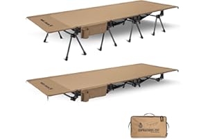 OneTigris SUPRATIROS Lit de camp pliable XXL portable et léger jusqu'à 180 kg pour tente, extérieur, voyage, jardin, bureau (220 x 80 cm)