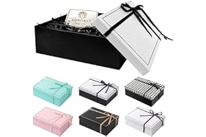 TAIXING 2025 Neu Geschenkbox mit Deckel, Geschenk Box 25 x 18 x 8,5 cm, Geschenkbox mit Schleifen, Raffia, Grußkarten, Geschenkbox Set für Hochzeit Geburtstag Valentinstag Weihnachten