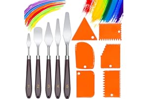 YEAHBOOM 11 Pezzi Set Coltelli di Pittura,5 Spatola per Pittura+6 Spatola Coltello,Acciaio Inox Palette Knife Set,Pittura di Coltelli,Pittura Raschietto,Tavolozza Strumenti,Spatole per Pittura ad Olio