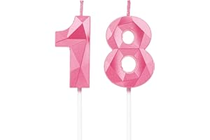 DTXLX Birthday Candles, Pink Number Candles Birthday Decoration, Happy Birthday Cake Toppers, for Birthday Parties Weddings Company Anniversaries (Pink #18)