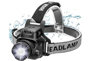 EZfull Lampade da Testa LED USB Ricaricabile Lampada Frontale Sensore Luce Frontale Zoomable Impermeabile con 4 Modalità Torcia da Testa per Campeggio, Corsa, Speleologia, Pesca, Ciclismo