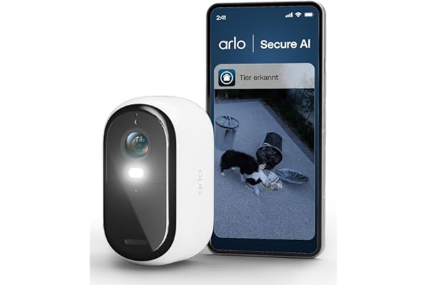 Arlo Essential 2 2K, Caméra de Surveillance WiFi Extérieure sans Fil, Détection par IA, Vision Nocturne Couleur, Audio bidirectionnel, Compatible avec Alexa, Essai Secure Inclus, 1 Caméra