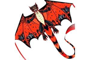 SGftre Red Evil Dragon Cometa para niños y adultos, fácil de volar, cuerda de una sola línea con cola para cometas voladoras en la playa, cometa para actividades al aire libre, fiestas familiares y