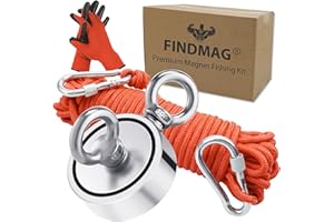 FINDMAG Magnet Fishing Kit, 660 lb(300 kg) Pulling Force Strong Magnetic, Strong Magnetic for Fishing, Magnet with Double-Sided Magnetic Force, for Retrieve items & Salvage in River