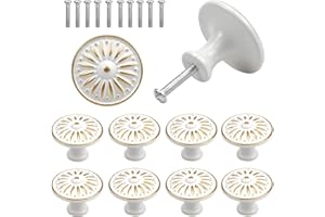 FANGEHONG 10 Stk Schrankknöpfe Möbelknauf Vintage, Runde Kommodenknöpfe Schubladenknöpfe, 35mm Möbelknopf Kabinett Knöpfe Türknäufe mit Bolzen, Runde Antik Zugknöpfe Türgriffe für Schrank Küche (Weiß)