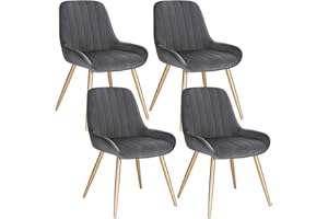 Lestarain Dining Chairs Set of 4 Vintage Kitchen Counter Chairs Lounge Leisure Living Room Corner Chairs With Metal Legs Velvet Seat and Backrests,Dark grey