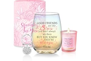 YALUCKY Friendship Gifts for Women Wine Glasses Drinking Personalised Birthday Gifts for Friend Women Special Friends Gift Leaving Gift for Her Colleague Best Friends Sister Christmas Galentines Present
