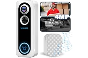 UCOCARE Doorbell Camera Wireless, 4MP Video Doorbell with Chime, Live Phone Call, Motion Detection, Instant Alerts, Night Vision, Support SD and Cloud Storage