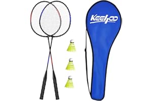 KEEHOO KH Federball Set Badminton Schläger Set of 2 oder 4 für Erwachsene Kinder, Schläger, Federbälle und Tragetasche im Lieferumfang