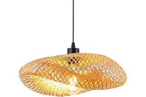 Schindora Lampara De Techo Retro,Sombrero Bambú Lampara Techo Colgante Tejido De 40 Cm Ratan E27 Creatividad Lampara Colgante Techo Vintage Para Comedor Sala De Estar Restaurante