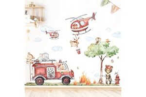 Little Deco Naklejka ścienna XXL, straż pożarna, zestaw tatuaży ściennych do pokoju dziecięcego, zwierzęta, chmury, drzewo, naklejka ścienna, naklejka na ścianę, do pokoju dziecięcego, samoprzylepna