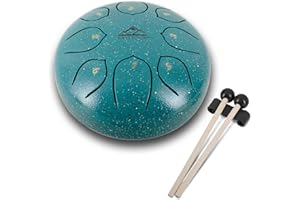 EASTROCK Handpan Tongue Drum 6 Inch 8 Tones C Key Tongue Drum à Tambour Steel Drum Kit Tambour à Main avec Sac de Transport Meditation Yoga Camping Cadeau (6",Vert-point)
