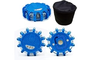 Nirananda (Pack of 3) LED Emergency Safety Flare Road Flare Car Flashing Warning Night Lights Roadside Disc Beacon With/Magnet … (blue)