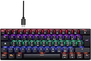 Zienstar 60% Tastiera Meccanica Gaming,Layout Italiano,USB C Cablata 62 Tasti Outmu Blue Switch (Nero)