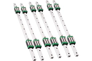 GooEquip Guide linéaire 6 pièces HGR 20-700 mm Rail linéaire avec 12 blocs coulissants pour imprimante 3D, machine CNC, appareils électriques, machines médicales