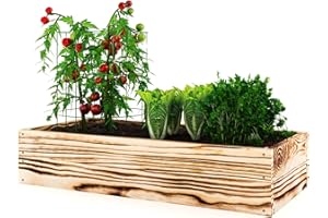 LERMOWOOD Lermowoood Wooden Raised Bed 120 x 40 x 20 cm Flamed - Planter Box for Vegetables & Herbs - with Agrove - Plug-In & Stackable - Outdoor Area, Ideal for Garden, Balcony and Patio