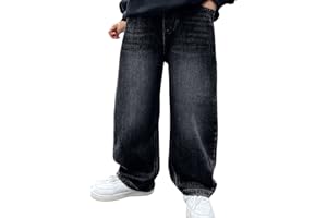 SONNENA Baggy Jeans Pantalons Garçon avec Taille Élastique Jean Baggy Ado Garçon Pantalons Cargo en Denim Enfants Décontracté Large Hip Hop Y2K Streetwear Tailles 4 À 14 Ans