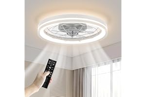 ‎AIRWIT Airwit 48cm Deckenventilator mit Beleuchtung und Fernbedienung Leise, Dimmbar Deckenlampe mit Ventilator, Modern Deckenleuchte Ventilator mit Licht für Schlafzimmer Wohnzimmer, Umkehrbaren DC Motor