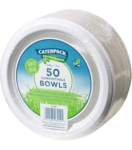 CaterCo Bagasse Sugarcane 12oz / 340ml Bowls - Strong, Disposable, Biodegradable, Compostable Eco-Friendly White Paper Bowl For Soup, Salad, Dessert, Party, BBQ - 12oz Bowls - 200 Pack - View #5