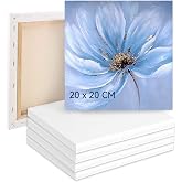 ERBO Set of 5 canvases for painting, canvas 20 x 20 cm, canvas 100% cotton, painting canvas, canvas frame, acrylic, watercolor, oil