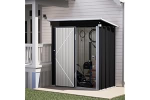 UDPATIO Metall Gartenhaus mit 1.5 m², Pultdach - 162 x 92 x 180 cm für den Außenbereich, Geräteschuppen, Fahrradgarage, Verzinkter Stahl mit Abschließbarer Tür für Hinterhof,Dunkelgrau