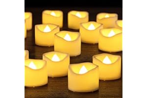 Yakpo 48 Pack 3.8cm x 3cm Tea Lights Candles Battery Operated, Flameless Flickering LED Tealights Electric Realistic Flicker Votive Candles Bulk for Wedding Table Halloween Pumpkin Light Decorations