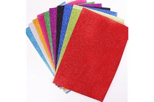 RUIYWEN 10 Fogli di Carta Colorata Eva Schiuma A4 Cartoncino Glitterato Spugna per Artigianato Fai da Te, Scrapbooking, Bricolage Design (10 Colori Casuali)