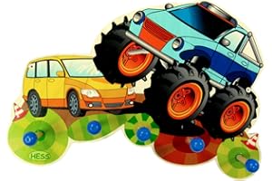 Hess Holzspielzeug 30297 - Garderobe aus Holz, Serie Monstertruck, mit 5 Haken, für Kinder, ca. 37 x 25 x 6,5 cm groß, handgefertigt, für Kinderzimmer und Flur