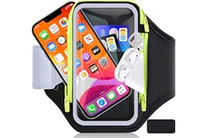 6,8 Zoll Sporttelefon Armband, handlich mit Kopfhörer-Tasche, RAZOBWS Handyhalter-Armtasche für iPhone 16 15 14 13 12 Pro Max Galaxy S23 S22 Ultra mit Kopfhörer-Schlüsseltasche zum Joggen Laufen