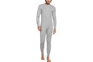 Hotouch Bielizna termiczna, męska, kombinezon jednoczęściowy, bawełna Onesie, bielizna termiczna, piżama na zimę, S-XXL