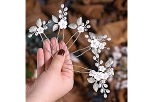 Edary mariée mariage fleur épingles à cheveux perle mariée cheveux pièces accessoires de cheveux de mariage pinces à cheveux en argent pour femmes et filles 5 Pack