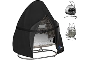 SIRUITON Ø200*220cm, 420D Reinforced Patio Double Seat Hanging Egg Chair Cover, Double Seat Cocoon Swing Egg Chair Cover Waterproof with Zipper, Heavy Duty Fabric for Large Egg Chair on Stand