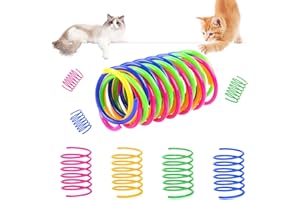 Vsshe Giocattolo per gatti a spirale, 24 pezzi, in plastica, senza BPA, piume a spirale, giocattolo colorato per animali domestici per gatti