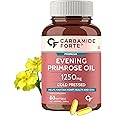 Carbamide Forte Evening Primrose Oil Capsules 1250mg - 100% Pure & Cold Pressed Primrose Oil, Hexane & Paraben Free EPO with 10% GLA – 60 Capsules