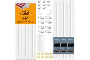 Flow fire Canalina Passacavi Muro Bianca, 4 Metri Adesiva Canalina Passacavi per Pareti TV (10X L400mm, B30mm H15mm)