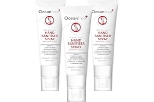 OCEAN FREE 80% Alcohol Hand Sanitiser Liquid Rub - 60ml Spray - Certified Surgical/Medical Grade - Made in the UK (Pack of 3)