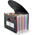 Expanding File Folder, 24 Pocket Accordian File Organizer A4 Letter Size Portable Document Organizer with Colored Tabs, Expandable Desktop Accordion Folder, Receipt/Paper/Coupon/Bill/Folder Organizer