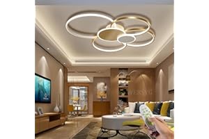 WERSVG L80cm Nowoczesna lampa sufitowa LED salon lampa sufitowa złota 6 pierścień lampa sufitowa 70W 5600LM Dimmable 3500K - 6500KZ pilotem hala lampa sufitowa, do salonu sypialni kuchni jadalni