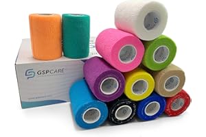 GSPCARE Selbsthaftende Bandage 7,5 cm x 4,5 m, 12 Rollen Elastisch Kohäsiver Verband Tierverband Selbstklebend, Haftbandage für Schwellungen der Knöchelverstauchungen am Handgelenk
