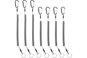 LAIBOREC Cordones de pesca, cordón retráctil de alambre de acero en espiral, herramientas de pesca de seguridad, accesorios con mosquetón y anillo dividido para alicates, empuñaduras de labios, aparejos, canotaje, kayak
