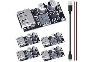 DAOKAI 5 sztuk 6-32 V 9 V 12 V 24 V do 5 V 3 A moduł szybkiego ładowania USB QC3.0 QC2.0 DC-DC Buck Converter Step-Down płytka szybkiego ładowania z kablem USB, przewód 24AWG