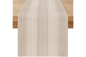 MIUYUNYA Camino de Mesa Beige Marrón Rayas 40 x 180 cm Camino de Mesa Moderno Primavera Verano Rustico Rectangular Rústico Otoño Lino Decorativa Casera para Mesas de Comedor Fiesta