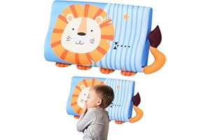 GAROMIA Schlummerkids Kissen Calmly Kinderkopfkissen 44 * 27cm Kinderkissen Ergonomisch Schlummerkids Kawaii Tiere Kissen Mit Kopfkissenbezug for weiche Träume (Löwe)