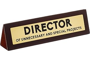 Boxer Gifts ‘Director of Unnecessary Projects’ Novelty Wooden Desk Warning Sign | Funny Office Humor Gift for Colleague Or Boss | 4.5cm x 17.5cm