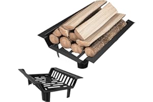 NAIZY Griglia per camino, in acciaio al carbonio, 46 cm, per camino, braciere, scaffale in legno, multifunzione, per interni, accessori (forma a U