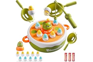 Dolanus Toys for 3+ Year Old Boys Girls: Dinosaur Magnetic Fishing Games Gifts for 2 3 4 5 Years Old Kid Birthday Electric Board Games for Toddler Ages 4-6 Montessori Educational Learning Toys