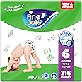 Fine Baby Diapers, Size 6, Junior, 16+ kg, 216 Diaper