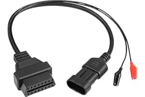 YACSEJAO Adattatore da 3 pin a 16 pin OBD2, connettore diagnostico per auto OBD OBDII a 3 pin maschio a 16 pin femmina con clip a coccodrillo per auto Fiat Alfa Romeo Lancia