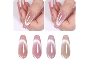 Vishine Ein Satz von 4 Arten von Nagellack Gel semi permanent Cat Eye Gel, Holografische Flash Magnetisch Nagellack UV semi permanent glänzend Auroras Schneelicht Katze Auge Nagelkunst 8ml